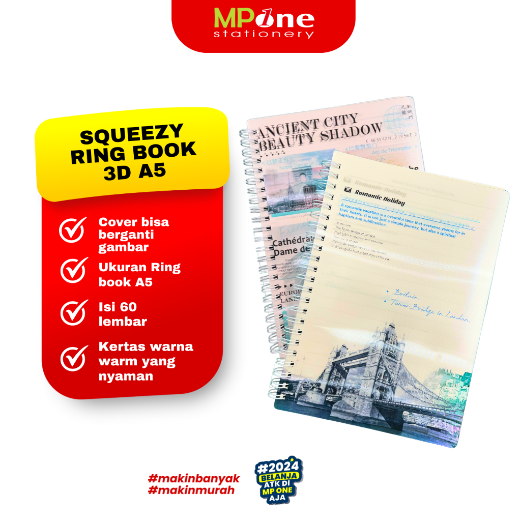 

(1 PCS) Squeezy Ring Book 3D A5 3291 - Buku Tulis - Notebook