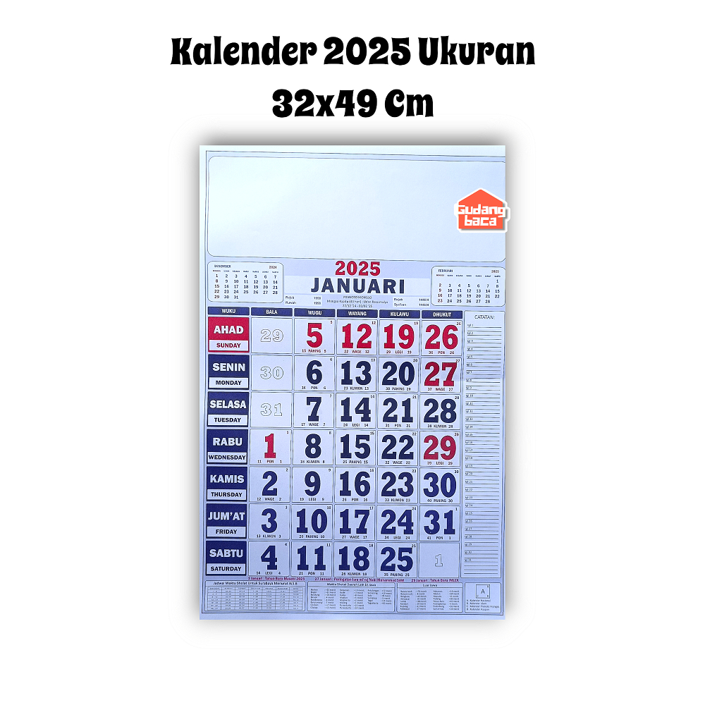 

Kalender 2025 - Ukuran 32x49 Cm