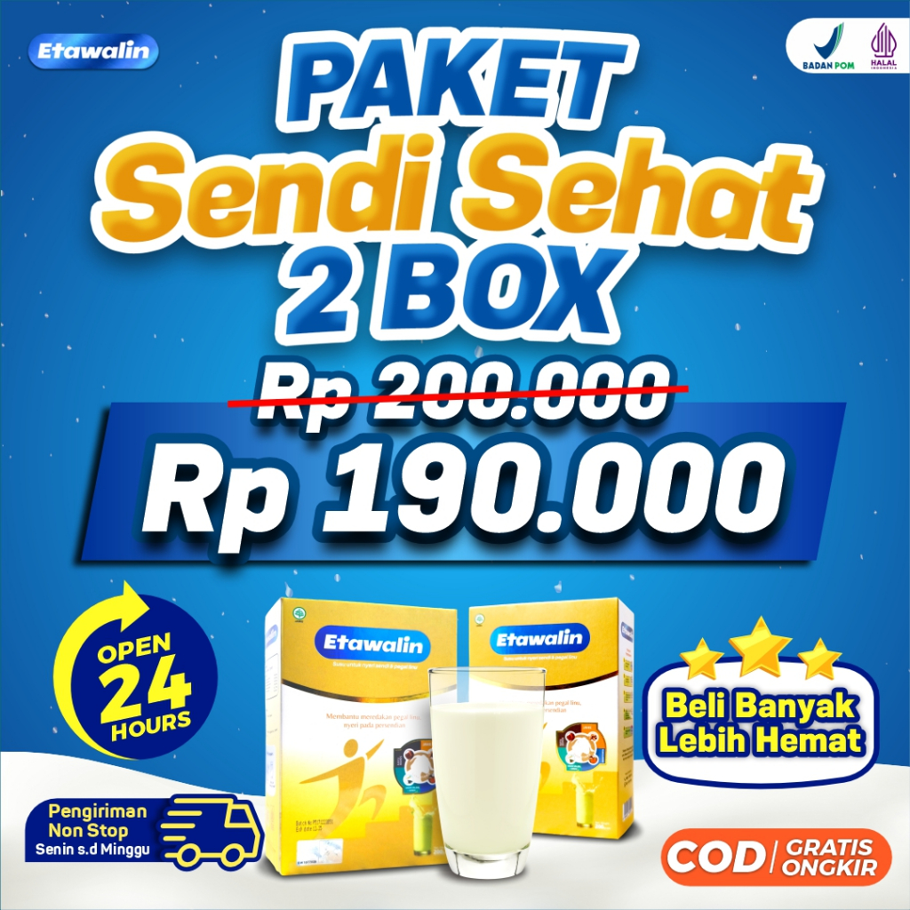 

Etawalin Paket 2 Box Susu Kambing Etawa - Susu Anti Asam Urat Rematik Reumatik Nyeri Sendi Pengapuran Sendi Tingkatkan Kepadatan & Kesehatan Cegah & Atasi Osteoporosis
