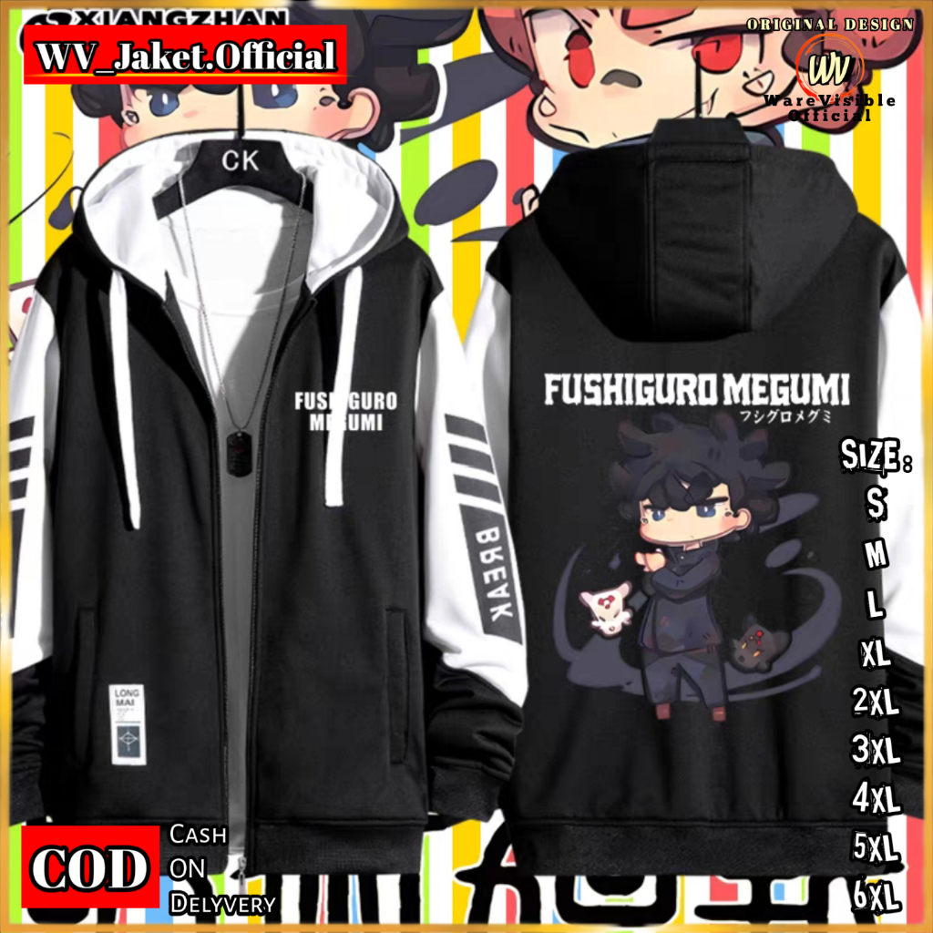 WareVisible Jacket Hoodie ZIPPER FUSHIGURO MEGUMI Oversize Korean Style Unisex Jaket Fleece