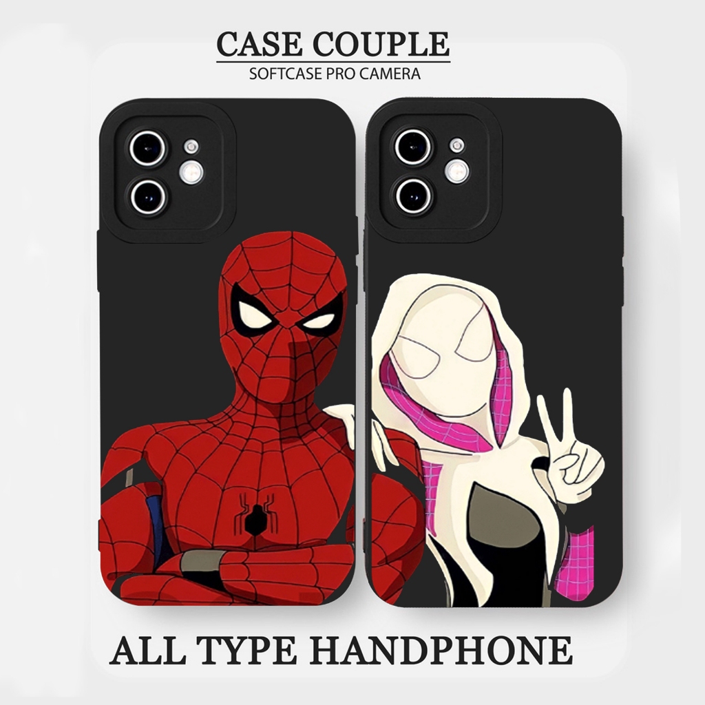 CUSTOM CASE SOFTCASE SILIKON PROCAMERA  COUPLE SPIDERMAN & GWEN READY FOR ALL TYPE HP