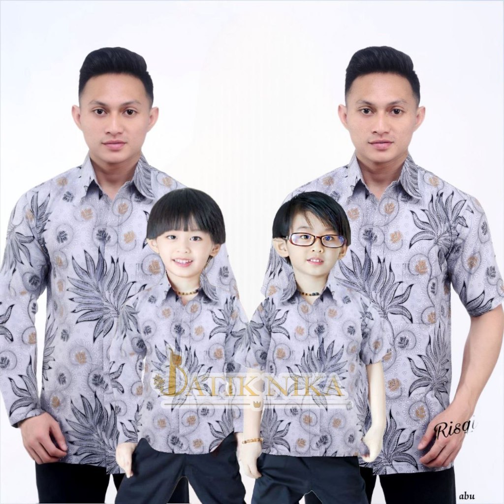TERBARU Batik Petir abu Kemeja batik ayah dan Batik anak cowok BATIK Warna Hitam Abu Batik Pria