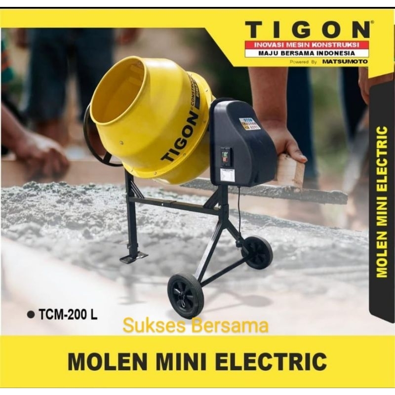 Molen Mini Elektrik / Mesin Pengaduk Semen Tigon TCM-200L