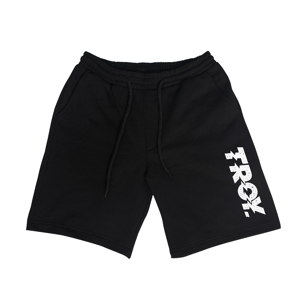 Troy Company Boardshort Fleece Black Logo - Celana Pendek Fleece Hitam PTN 2648