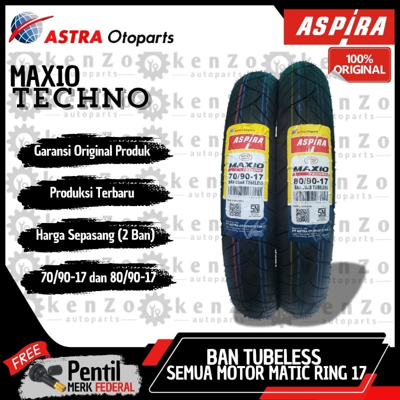 [Garansin Original Produk] [Free Pentil] Paket Ban Tubeless Sepasang Motor Yamaha Jupiter Z Mx Vega 