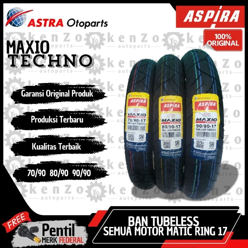 [Produksi Terbaru] Ban Belakang Tubeless Motor Bebek Supra x 125 Vixion Gtr Ring 17 Aspira Maxio Tec