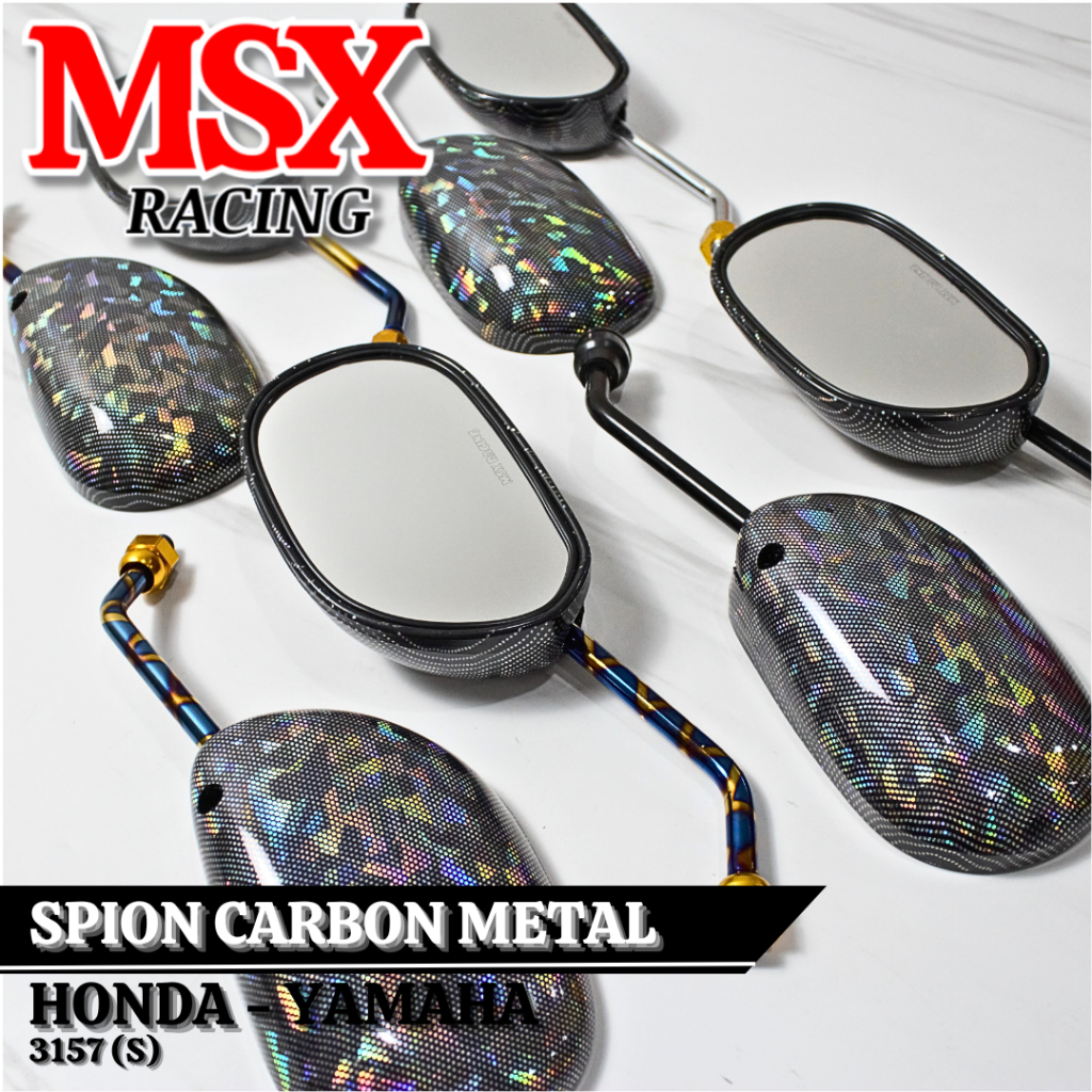 Spion Carbon Metal MSX Kaca Spion Kotak Bulat Karbon Metal Spion Motor Universal Motor