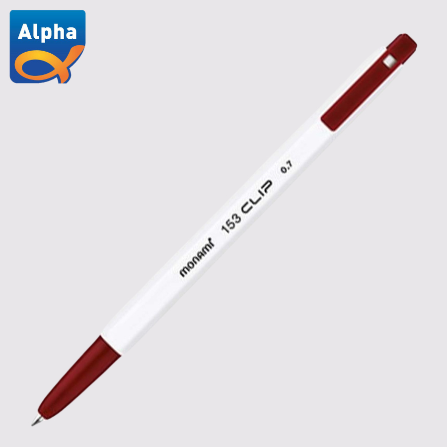 

[Monami] 153 Clip Ballpoint Pen 0.7mm / Oil Based Pen / Pulpen - Merah
