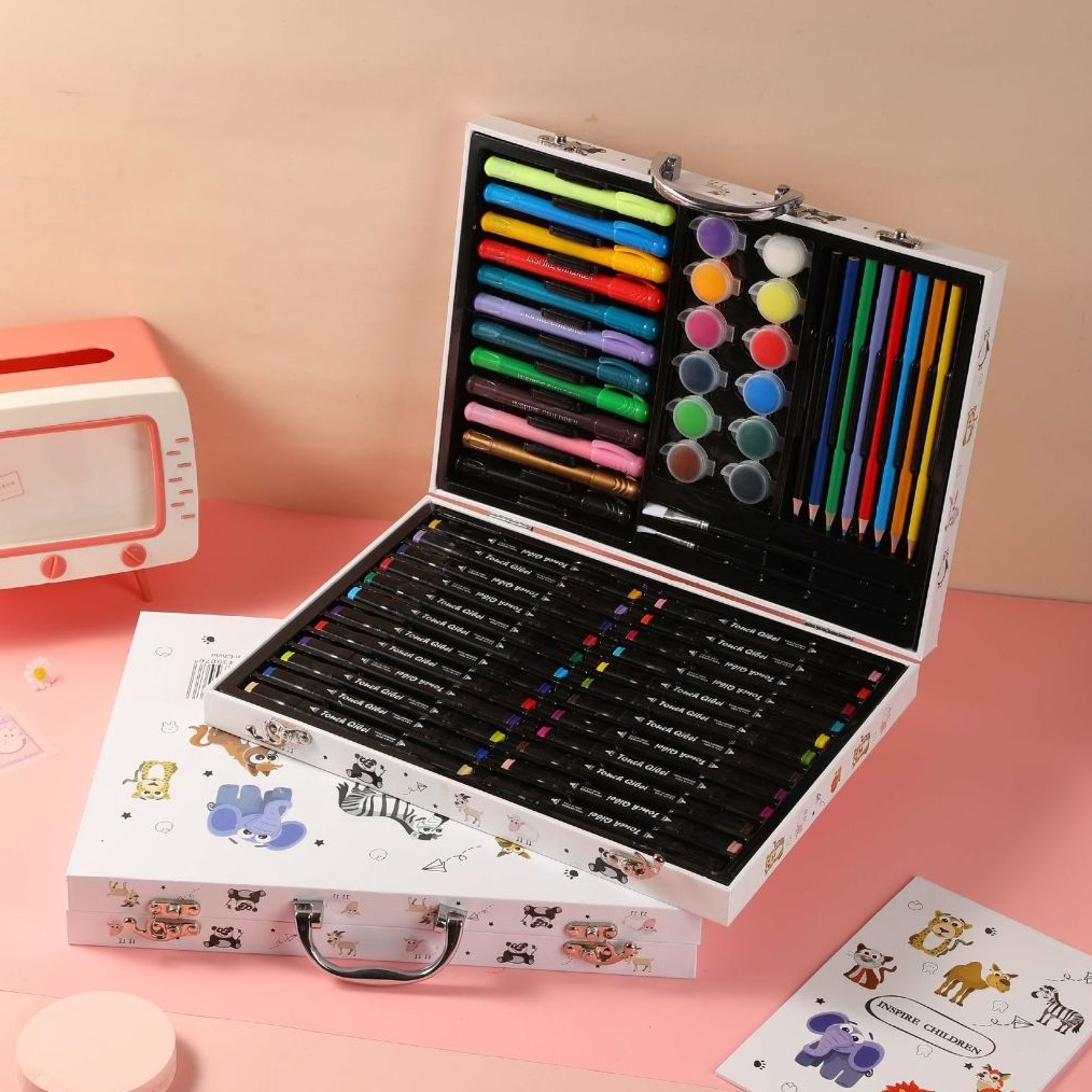

KODE U68E WD Crayon Set 58pcs Koper Aluminium Besi Krayon Pensil Warna 58 Pcs Box Alat Lukis Anak Koper Set CR 58