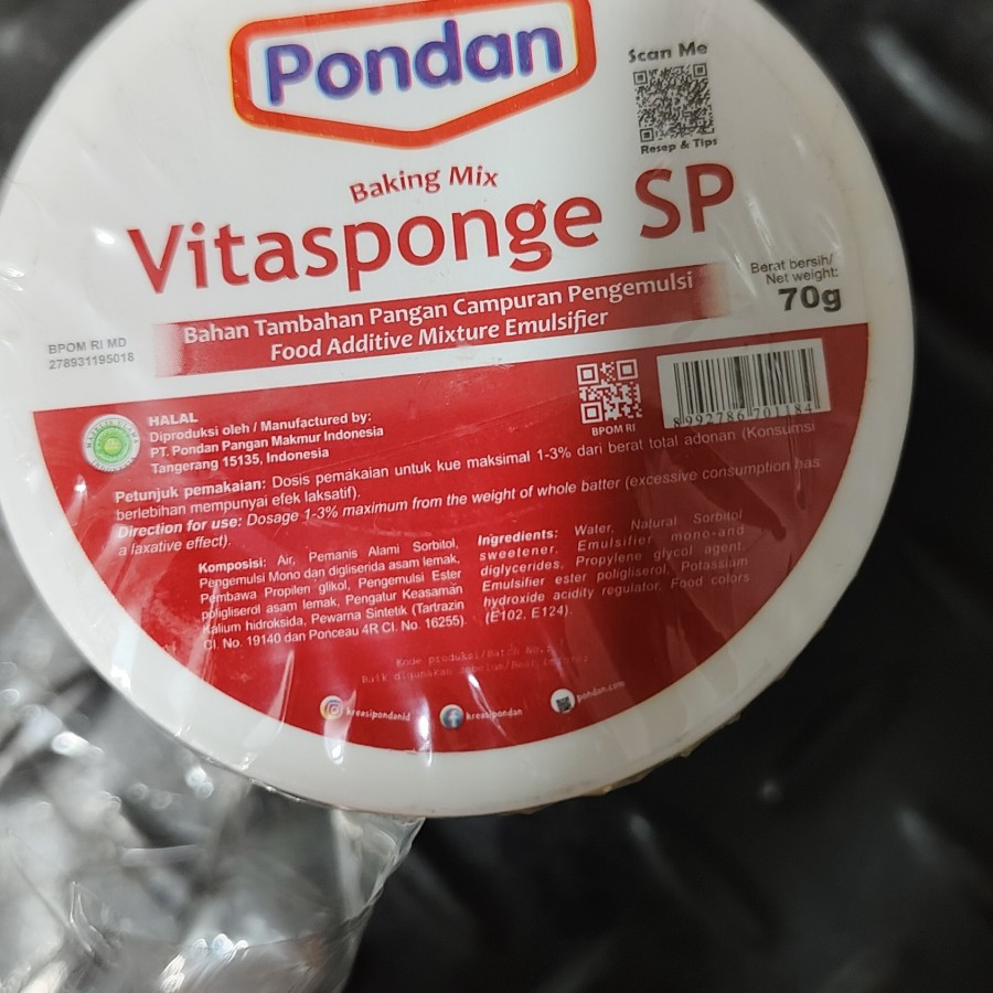 

Pondan Vitasponge 70gr Cake Emulsifier sp pelembut kue