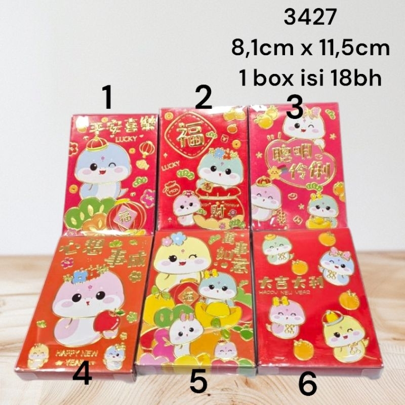

Angpao angpau box shio ular 3427 terbaru imlek tahun 2025 1 box isi 18bh