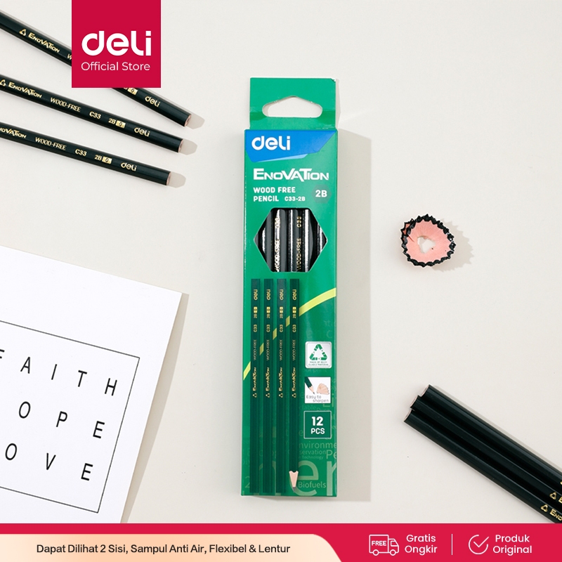 

Deli Pensil 2B / Wood Free Pencil 2B Isi 12 CC33-2B / Pensil kayu isi 12 pcs