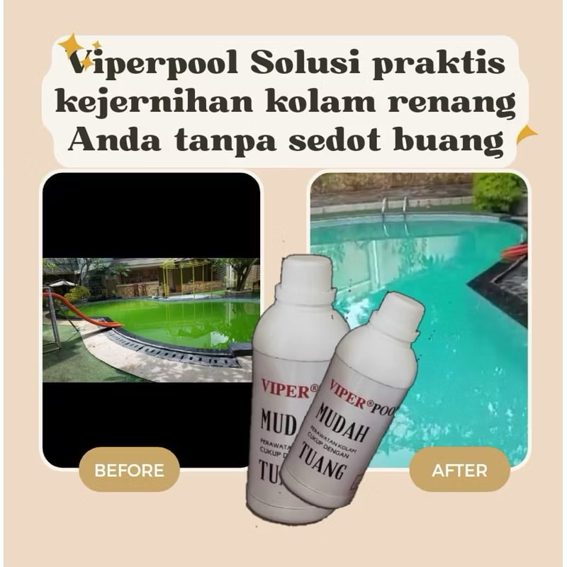 Cairan Pembersih Kolam Renang / Cairan Penjernih Kolam Viper Pool / Obat Pembiru Air Kolam / Cairan 