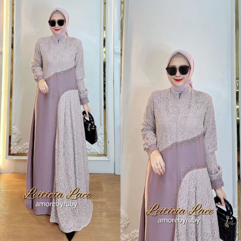 gamis Modern gamis brokat terbaru kekinian produk Amore by Ruby edisi leiticia lace dress gamis eleg