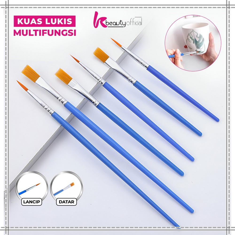 

KB-A98 Kuas Lukis Cat Air Paint Brush Nilon Ujung Pointed dan Flat / Kuas Kecil Lancip Datar Art Brush Cat Minyak Akrilik