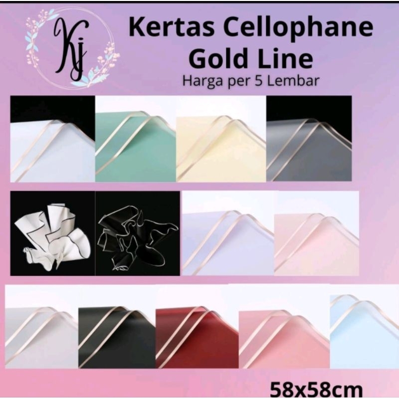 

(5 LEMBAR) Kertas buket bunga kertas cellophane List Gold flower wrapping paper