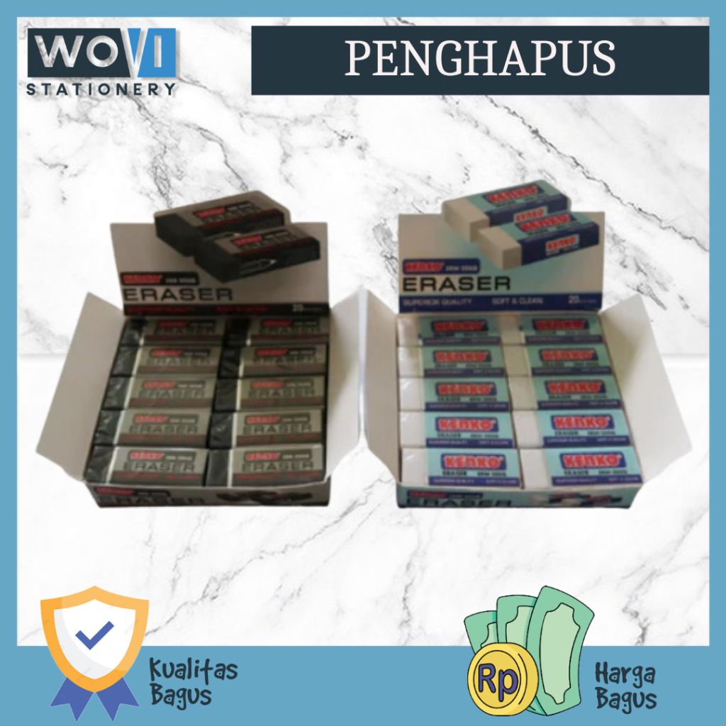 

[WOVI STATIONERY] Penghapus ERW-20SQ Putih Kenko / Penghapus ERB-20SQ Black Kenko / Penghapus Panjang Kenko [PCS]