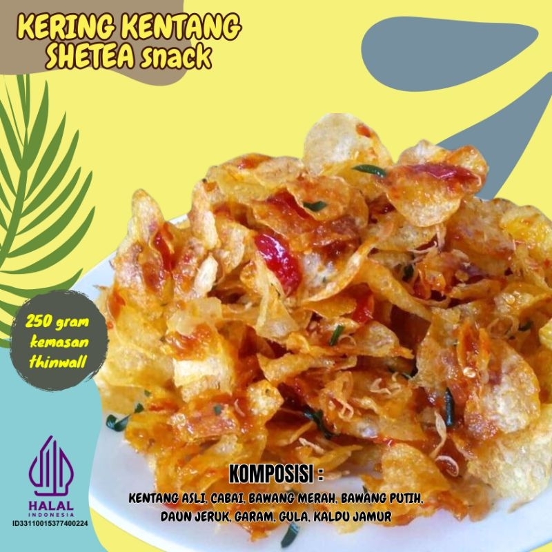 

Makanan Ringan Keripik Kering Kentang balado 500 Gram Cemilan Snack Pedas Manis Gurih Krispi Renyah Lauk