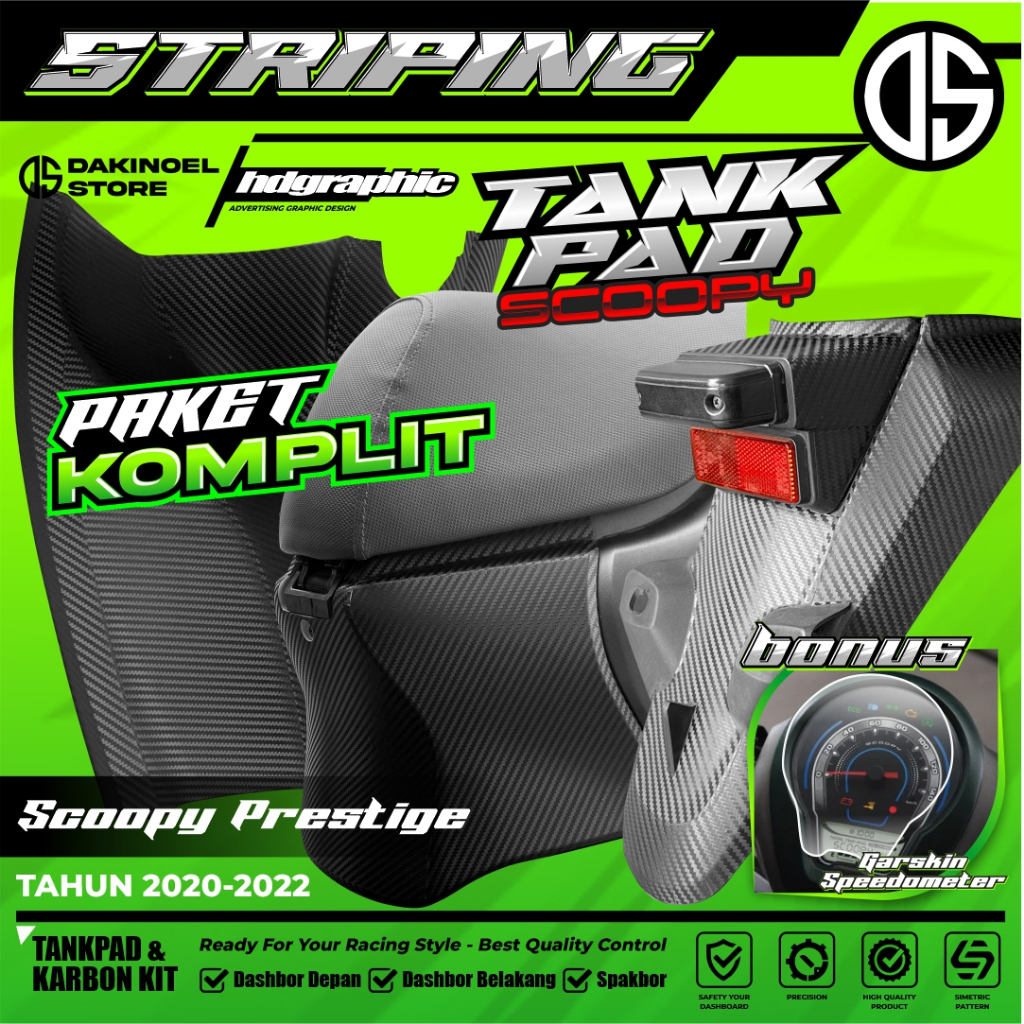 PAKET KOMPLIT  STRIPING TANKPAD DASBOR SCOOPY PRESTIGE 2020 || BISA PASANG SENDIRI