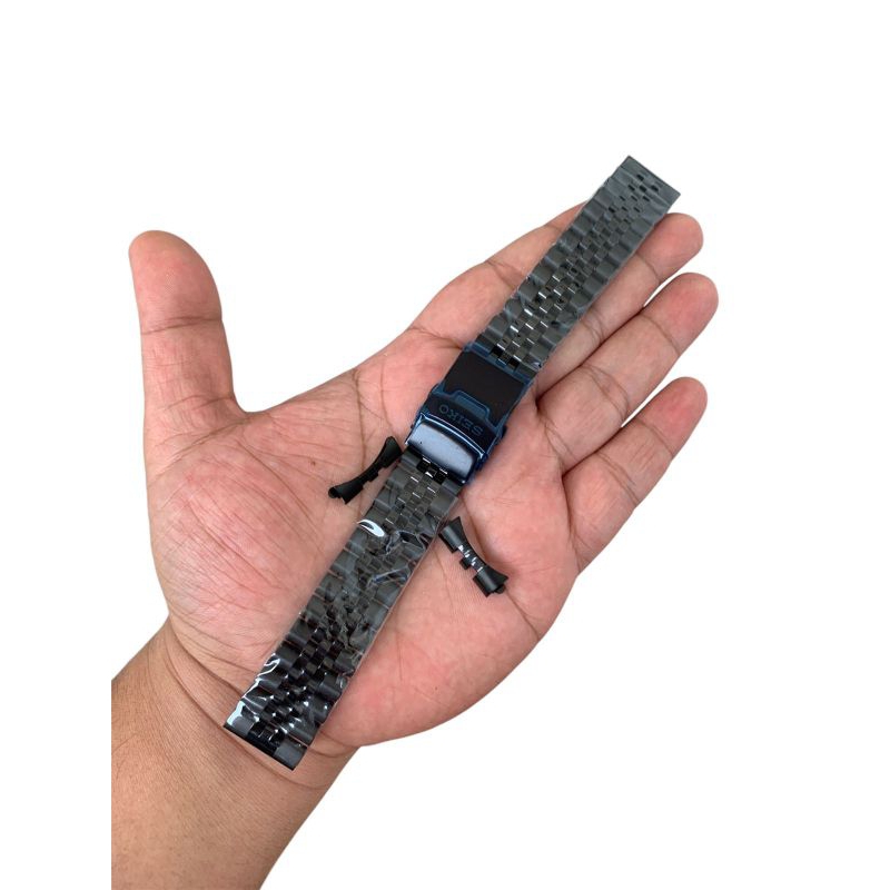 Strap tali jam tangan rante stenlistell hitam seiko aftermarket 20mm