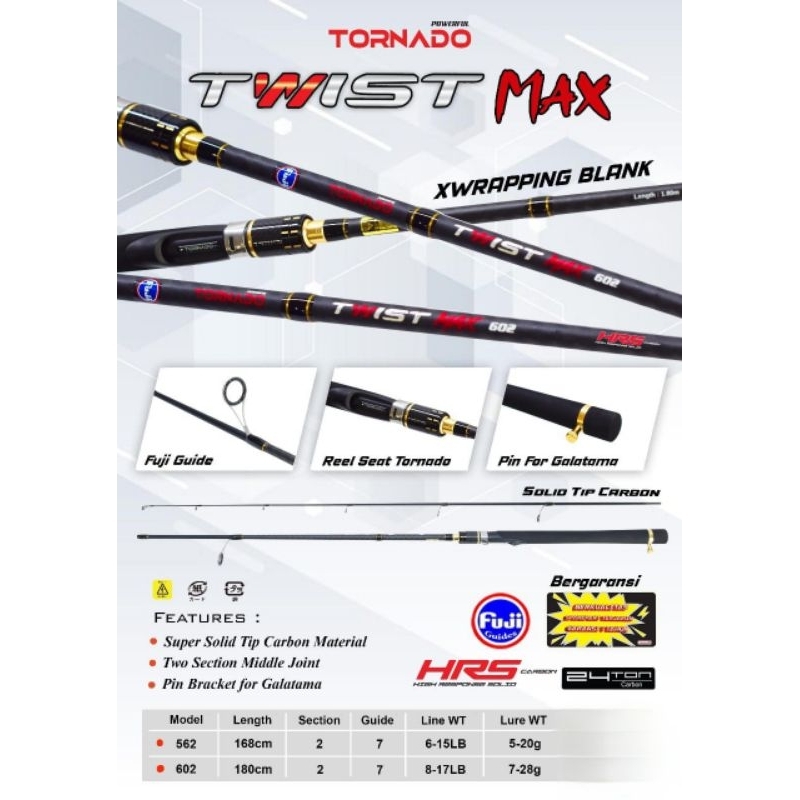 joran pancing tornado twist maxx 562 15 lb 602 17 lb