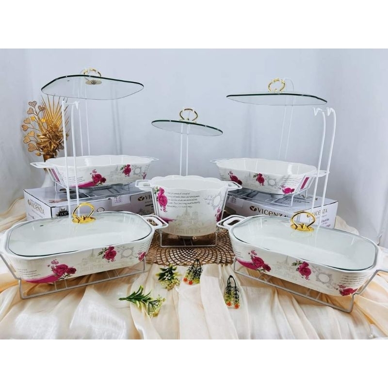 Prasmanan Vicenza gantung tutup kaca Set 5