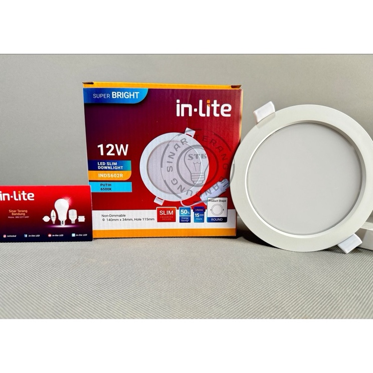 LAMPU LED PLAFON INLITE SLIM DOWNLIGHT 12W 12 WATT  INDS62R