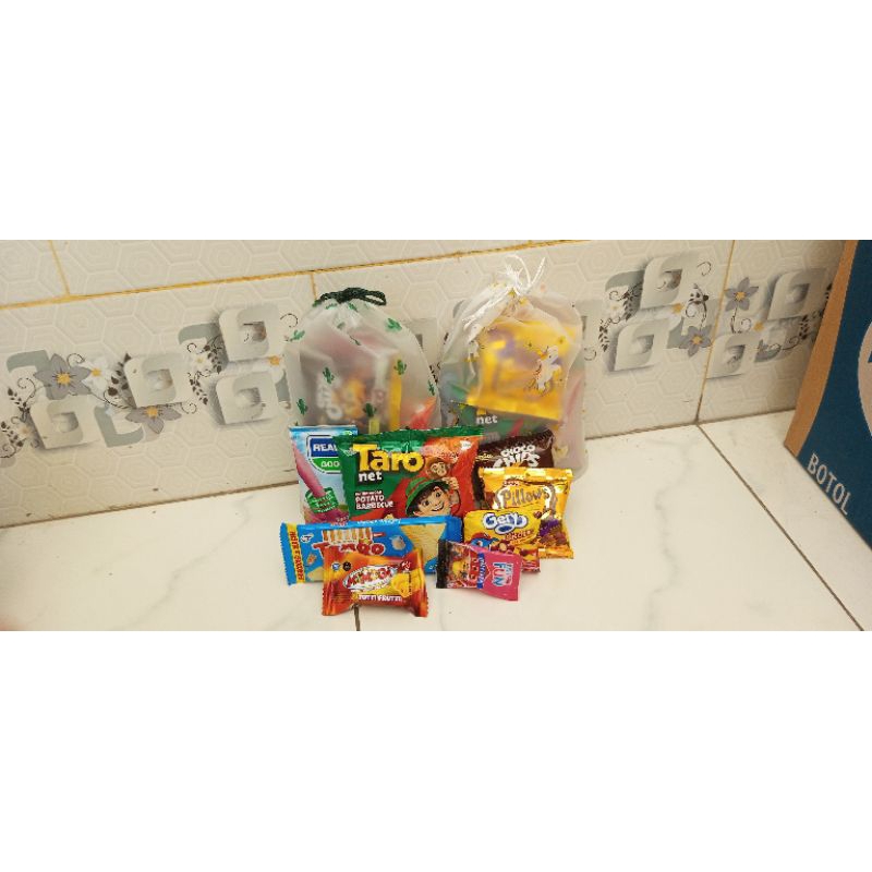 

Hampers Snack ultah Anak Pouch Serut AK /Bingkisan Snack Ulang Tahun Anak