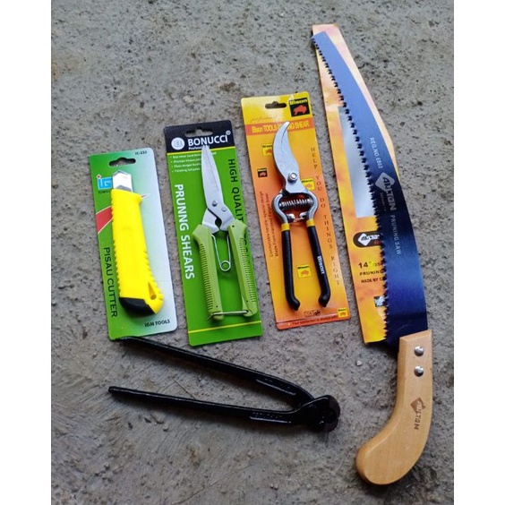 Baru Hemat paket alat bonsai gergaji lengkung gunting bonsai catok