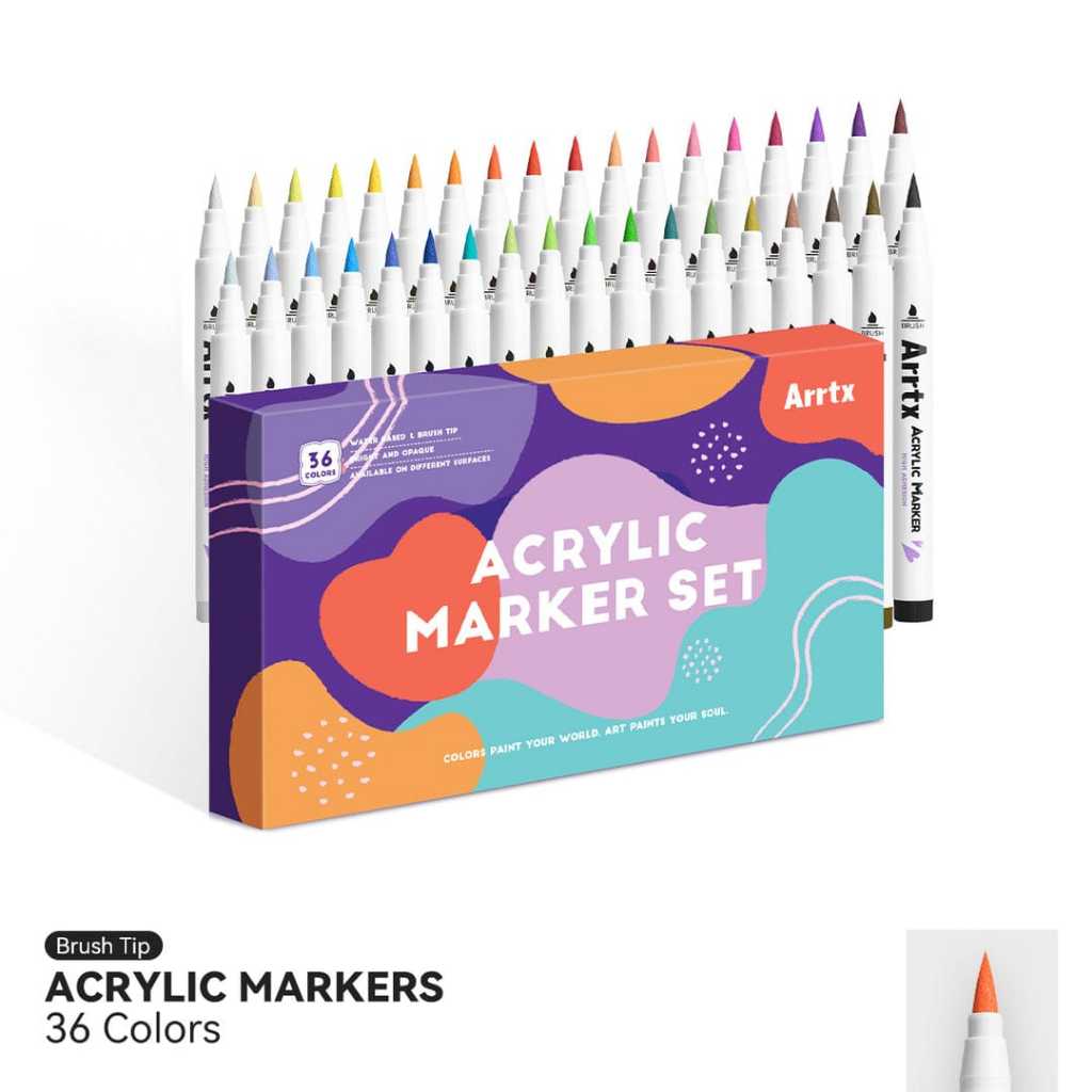 

ARRTX Acrylic Brush Markers 36 Colors