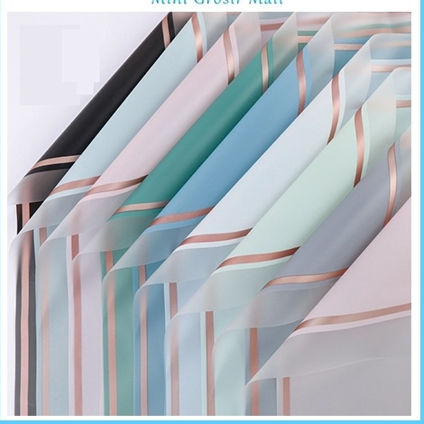 

Pasti Update 2 Lembar Kertas buket Cellophane Wrapping New Gold Border perpack KB613