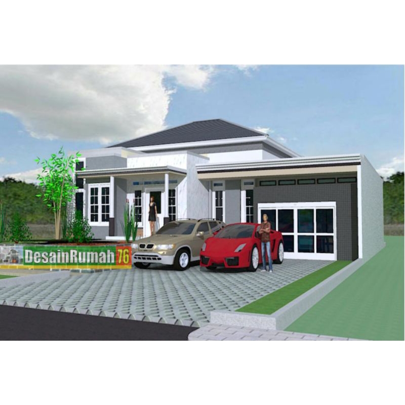 Paket desain rumah minimalis 15x16, desain rumah 4 kamar, paket desain rumah 3D, desain rumah modern