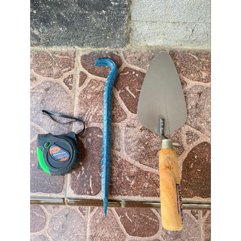 paket tukang 3 pcs meteran linggis cetok palu gergaji -alat tukang bangunan-alat tukang proyek murah