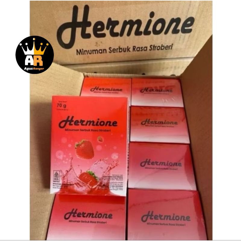 

Promo..!!! HERMIONE 1BOX ISI 10-PCS Collagen Drink Strawberry With Colagen Hermione