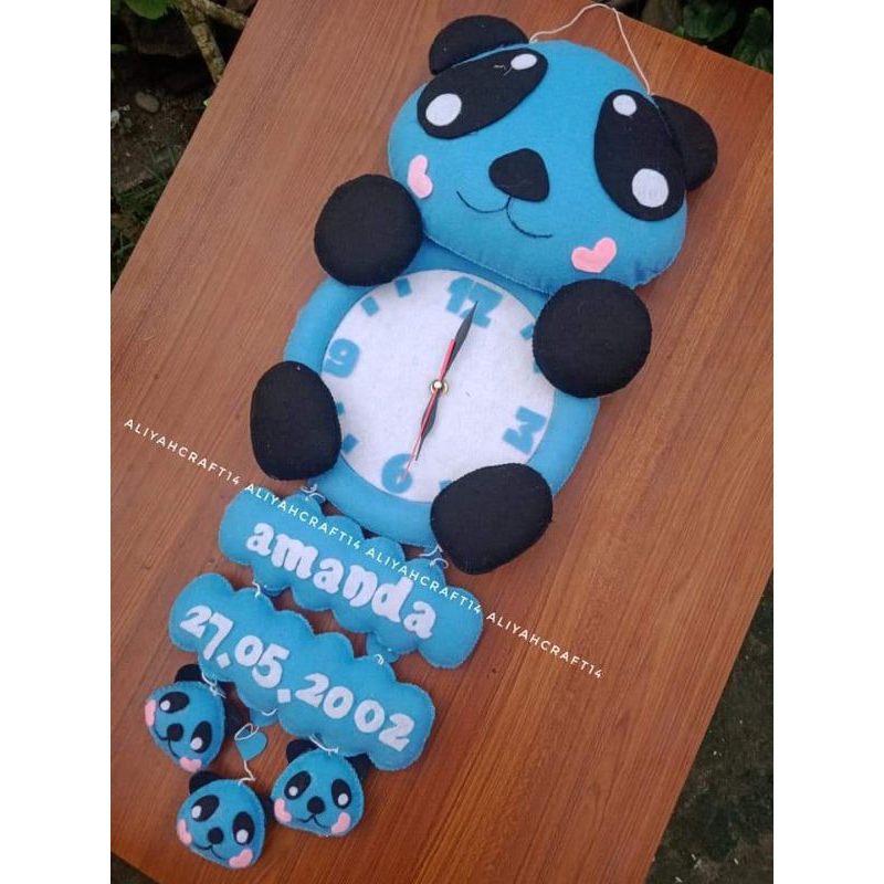 jam dinding panda/hiasan dinding panda/hanggingdoor panda/panda nama