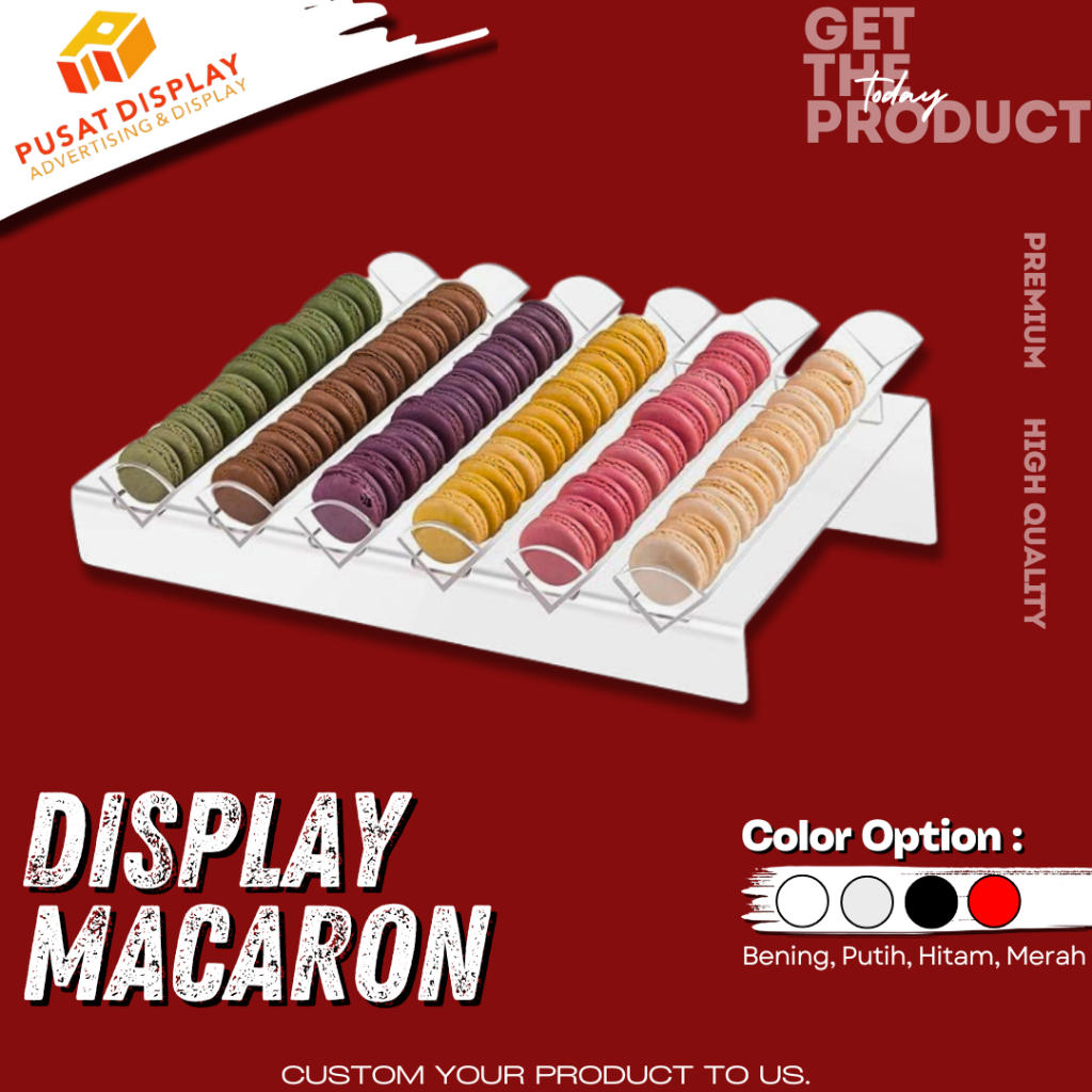 Akrilik Display Kue Kering Macaron /Rak Display Makanan / Rak Variasi Kue Kering