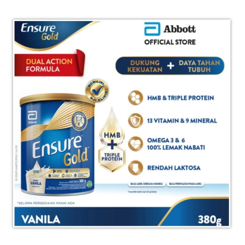 

Ensure Gold Vanila 380 gr Susu Nutrisi Dewasa