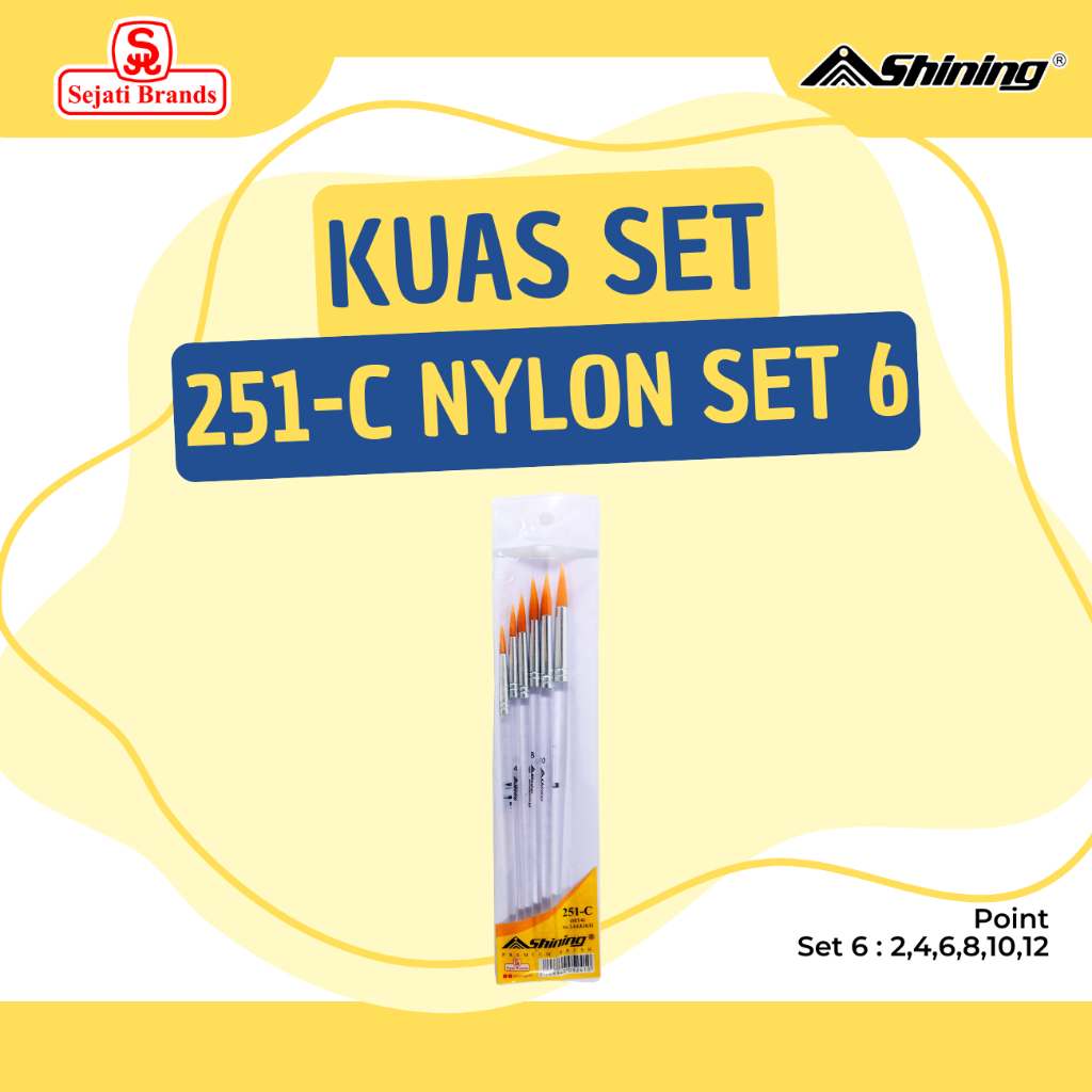 

Shining Kuas Gambar/Lukis-Paint brush set 251-C (set 6) no. 2.4.6.8.10.12