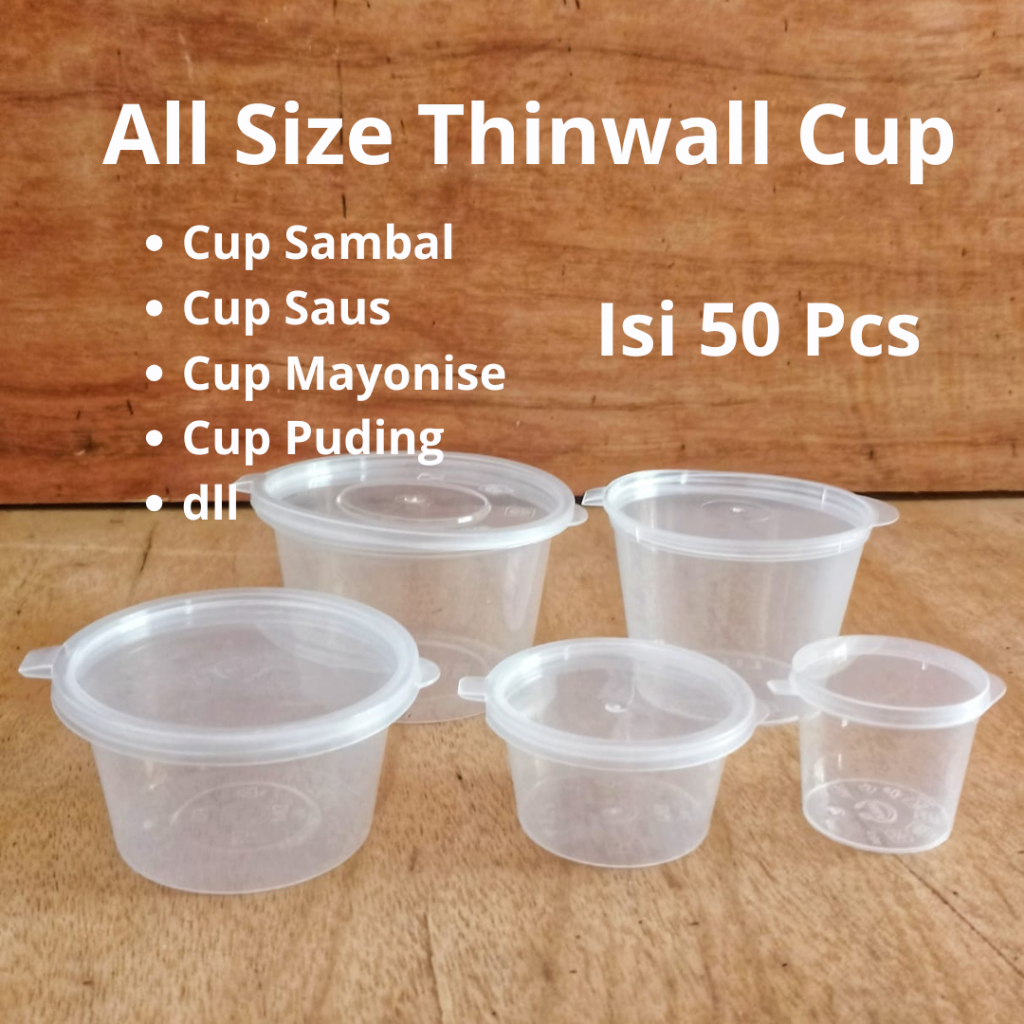 [Isi 50] Thinwall Cup Souce Cup 25 ml 35 ml 80 ml 100 ml 150 ml Cup Sambal Cup Puding Cup Saus