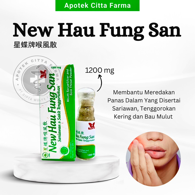New Hau Fung San / Obat Puh / Haufungsan 1200mg - Obat Panas Dalam, Sariawan, Sakit Tenggorokan dan 
