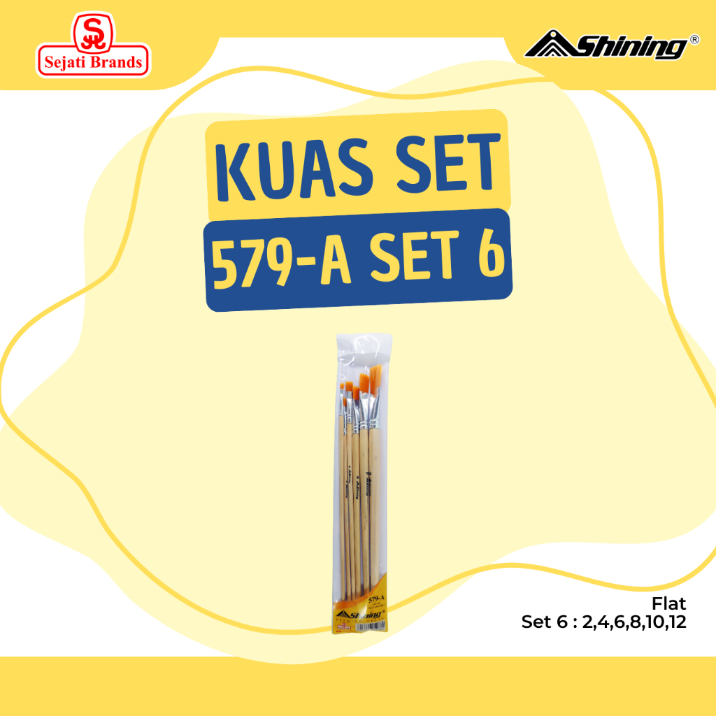 

Shining Kuas Gambar/Lukis-Paint brush set 579-A (set 6) no. 2.4.6.8.10.12