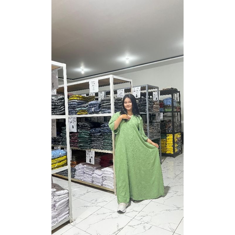 DRESS CANTIK CRINGKLE URAGIRI SUPER JUMBO BY ISMEY BIGSIZE