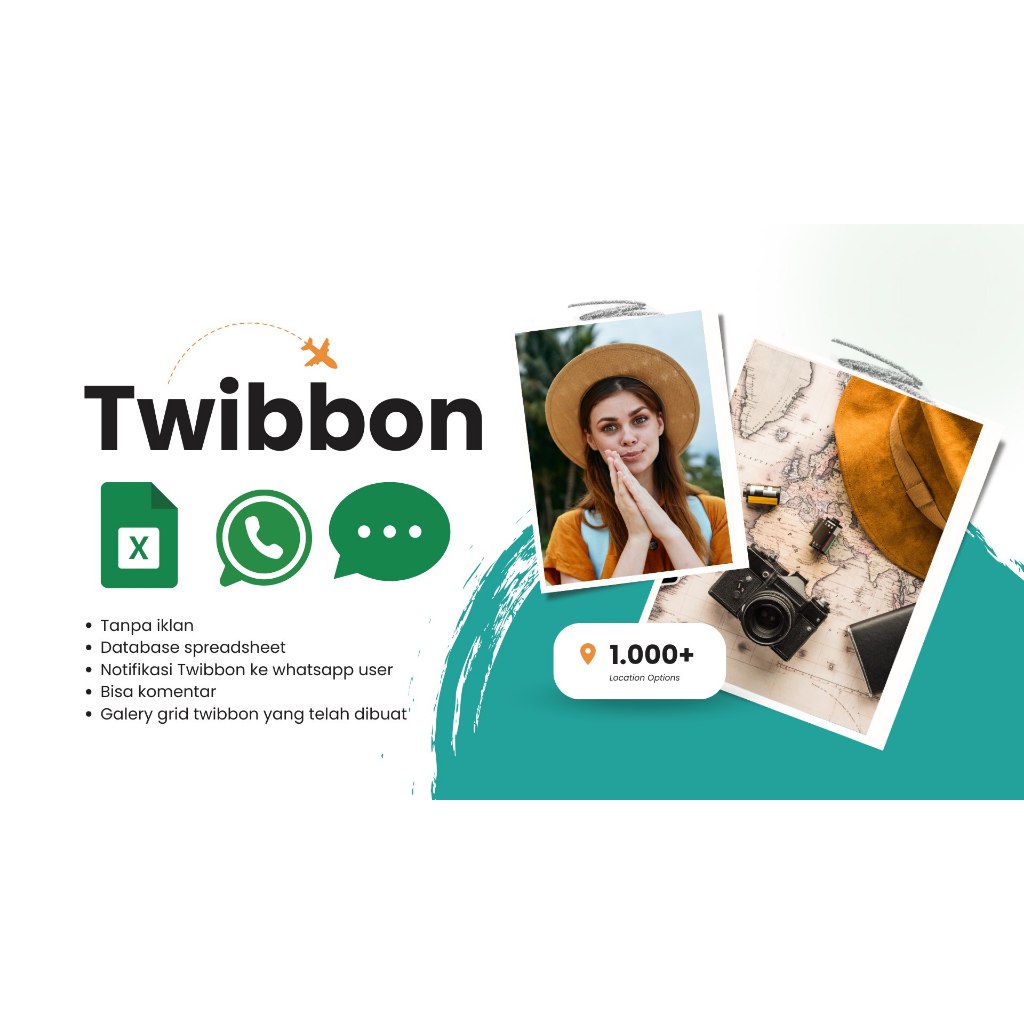 Twibbon Pro tanpa iklan integrasi whatsapp database spreadsheet