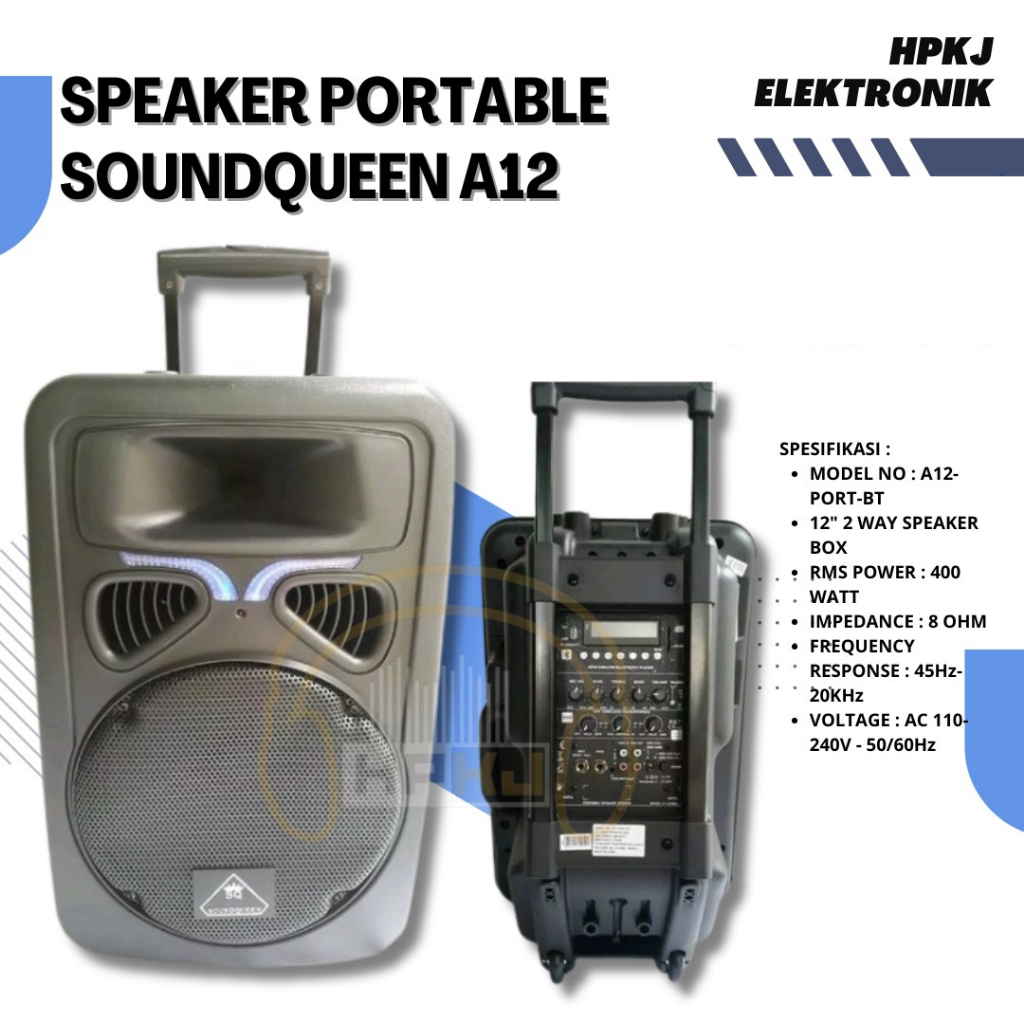 Speaker Portable Aktif 12 Inch Soundqueen A12 Port BT