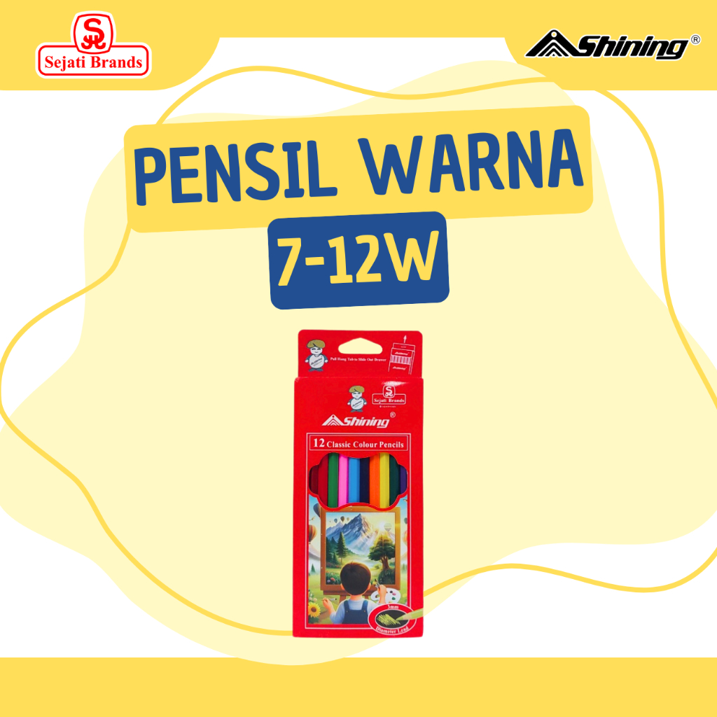 Shining Pensil Warna 12 Warna (Long) / Pensil Warna Anak