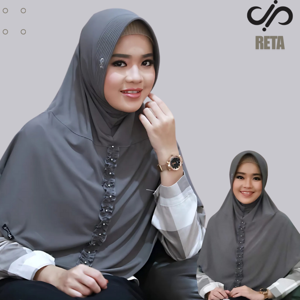 Jamilah Hijab RETA - Rempel & Aksen Mutiara, Bahan Jersey Adem, Pet Busa