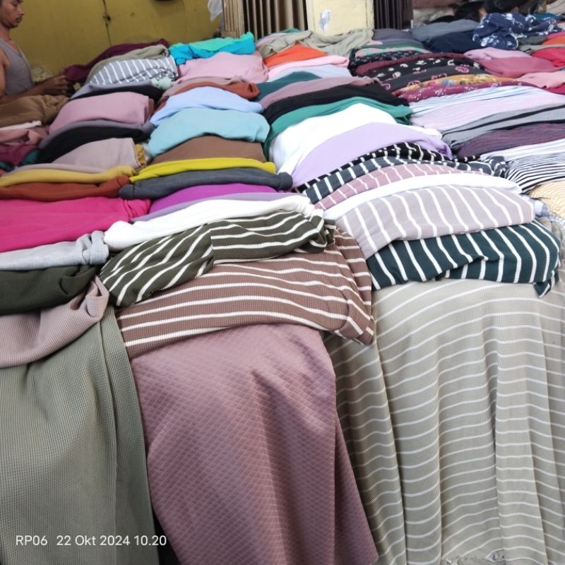 HARGA/0,5 M | KAIN KAOS WAFFLE | MOTIF STRIPE | BAHAN KNIIT  PREMIUM METERAN KAIN MANGO KNIT PREMIUM