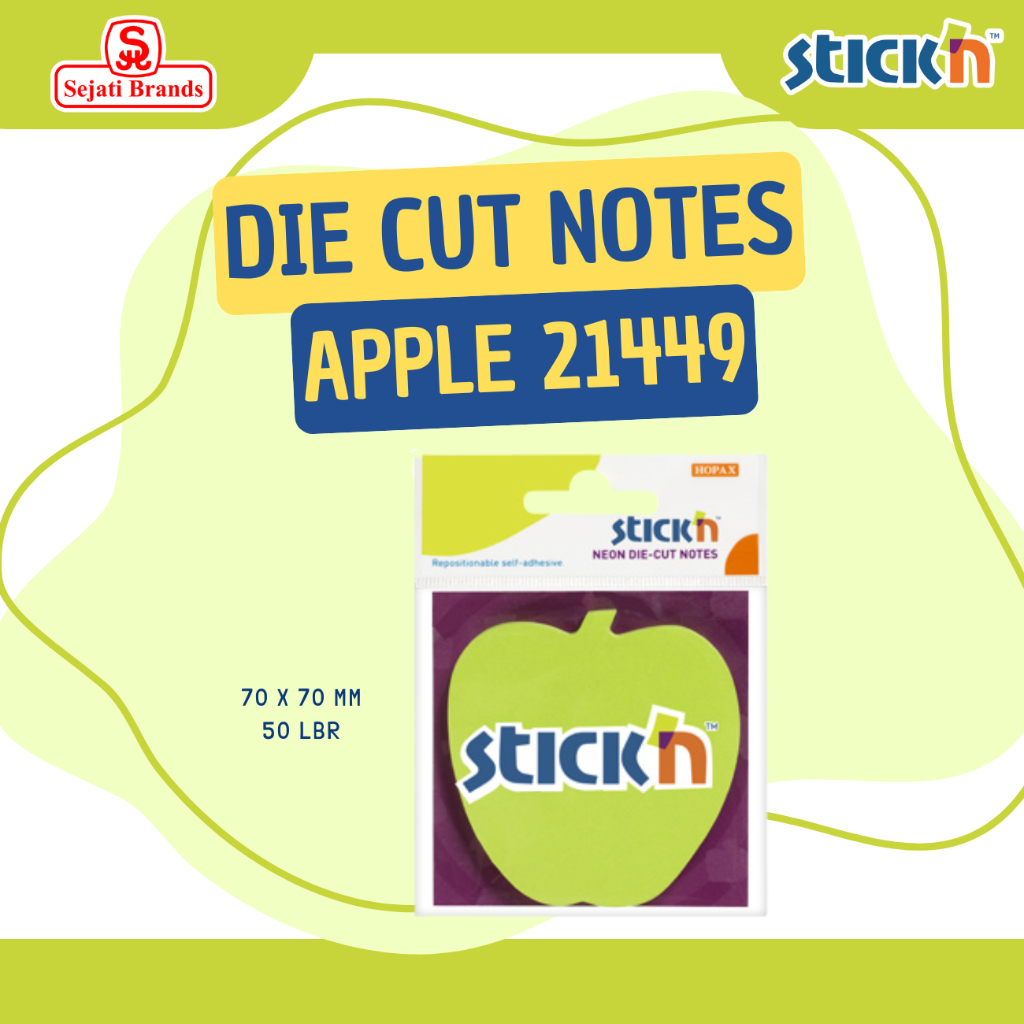 

Stick'n Die Cut 21449 Neon Die Cut Lime Apple Memo Sticky Note