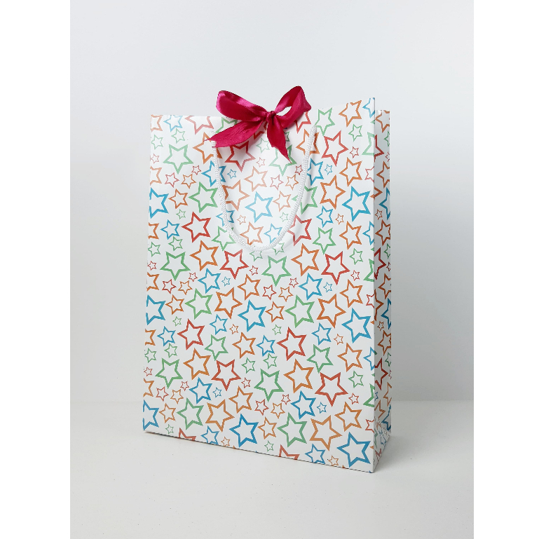 

Paperbag Gift Edition Colorful Star White Uk 26x10x35cm