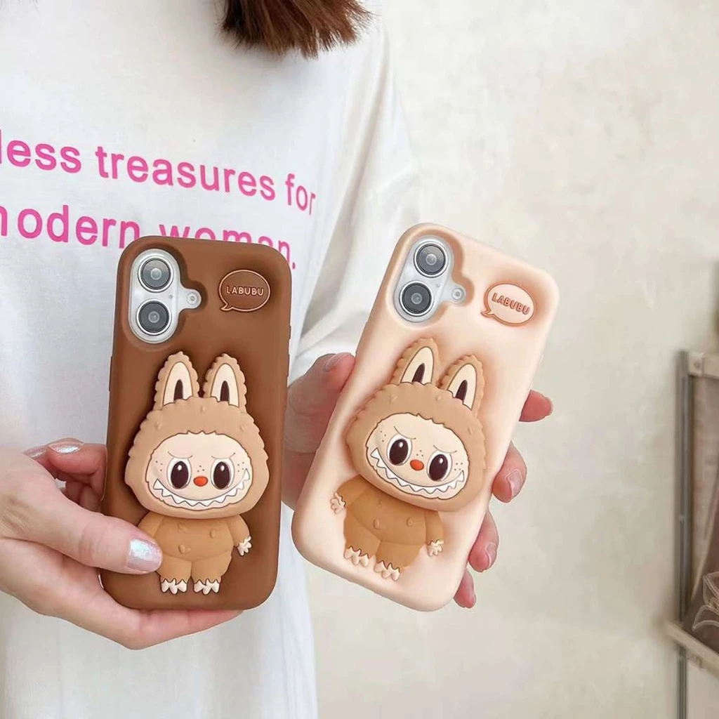 Case Motif Labubu/Kuromi/Lotso Monster with Popsocket Compatible for iPhone XR / 11 / 12 promax / 13